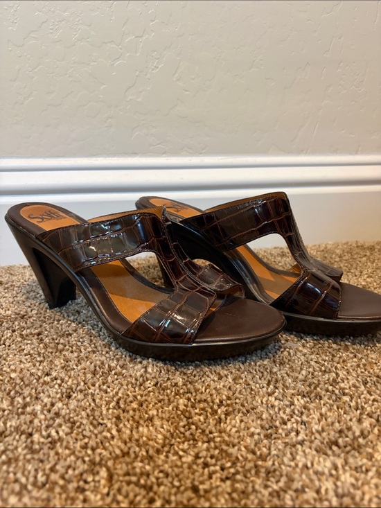 Sofft Shoes - Sofft Brown Croc-Embossed Slide Heels